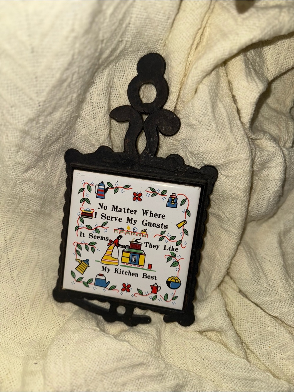 Decorative Black Cast Iron Kitchen Tile Plaque - 'My Kitchen Best'